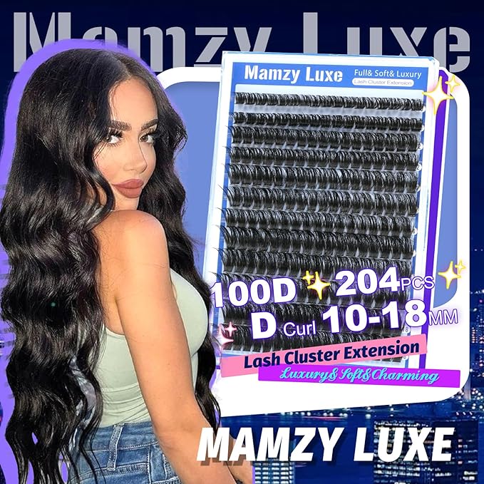 Lash Clusters Wispy 100D Eyelash Clusters 10-18mm Fluff Cluster Eyelash Extensions D Curl No Plastic Feel Individual Lashes Extension 204 Pcs Versatile False Eyelashes Clusters