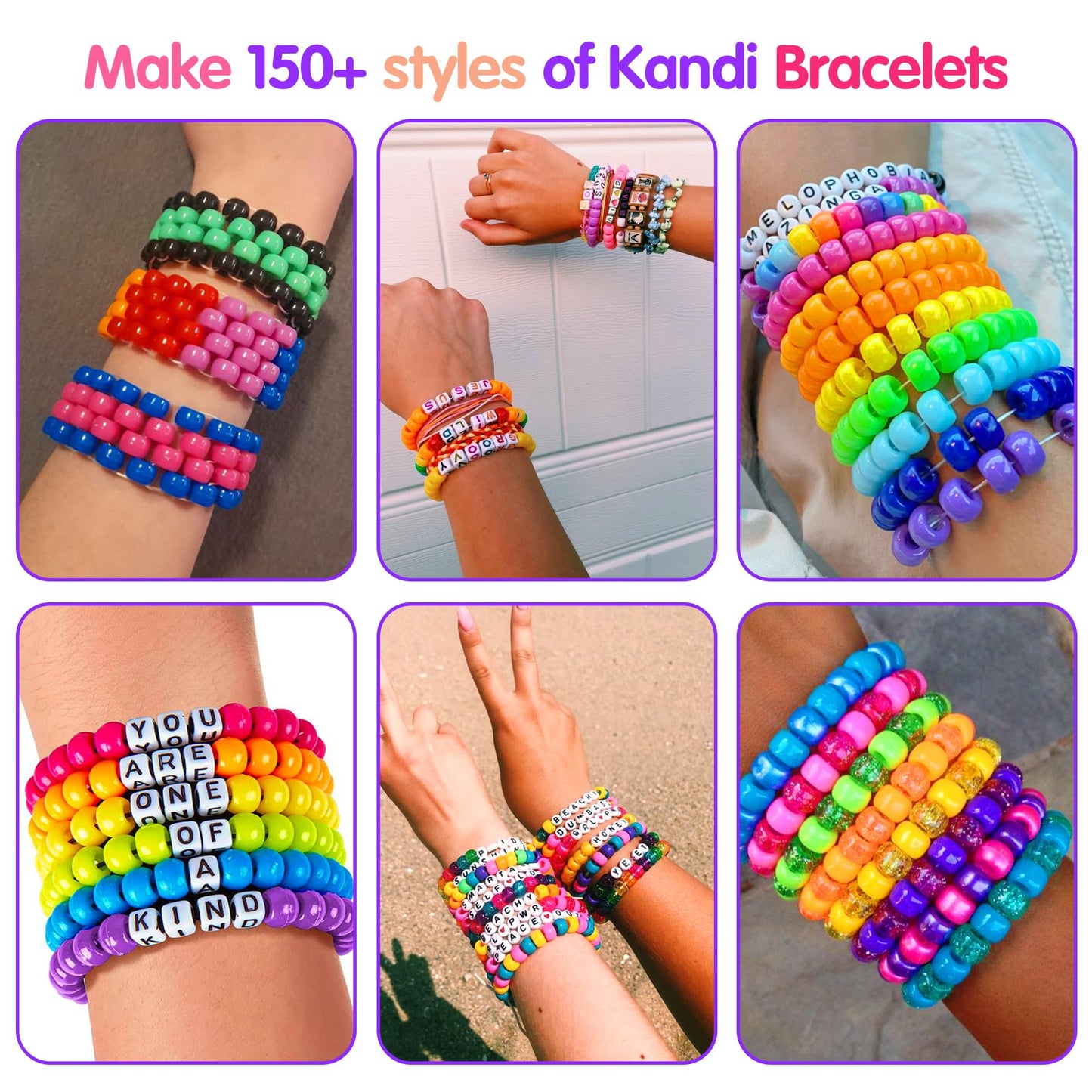 Redtwo 7 Boxes 5000 Pcs Pony Beads Kit, 144 Colors 6x9mm Kandi Beads for Friendship Jewelry Bracelet Making Kit, with 600+Pcs Letter Bead, DIY Crafts Gifts for Tween Girls Kids