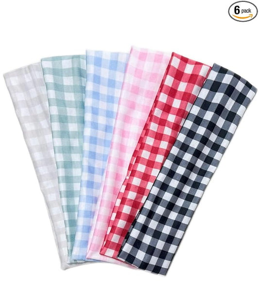 TERSE Plaid Headbands for Women Trendy Hair Accessories: Cute Head Bands for Women's Hair Fashion Hairbands 6PCS