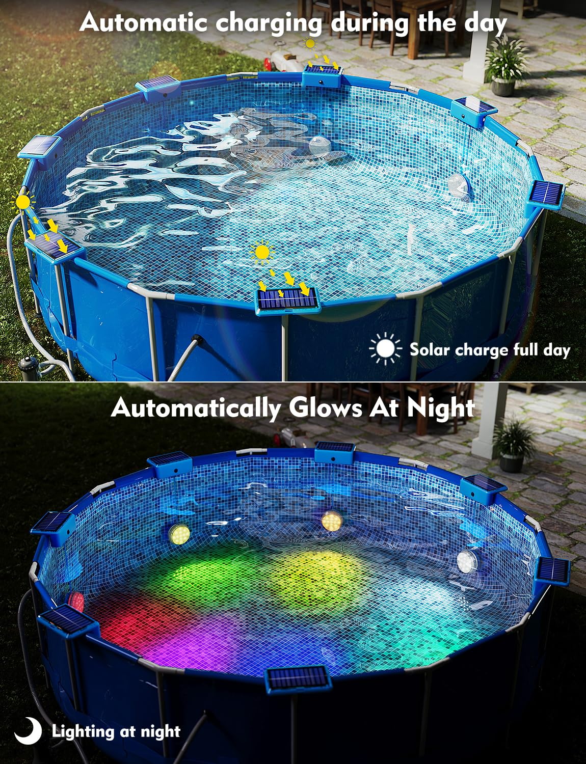 Skairipa Solar Pool Lights, Solar Powered Submersible LED Lights with Remote IP68 Waterproof Swimming Pool Lights 16 Colors Underwater Pool Lights for Above Ground Inground Pool, Pond (Blue, 2 Pack)