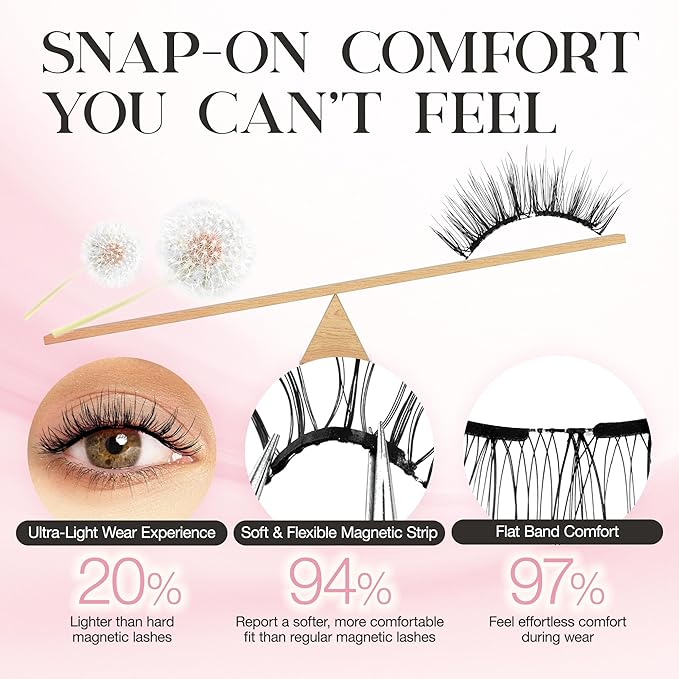 POPUP Soft Magnetic Eyelashes with Applicator, Reusable Magnetic Lashes Natural Look, No Glue Needed, Windproof & Waterproof,Comfort (A01)