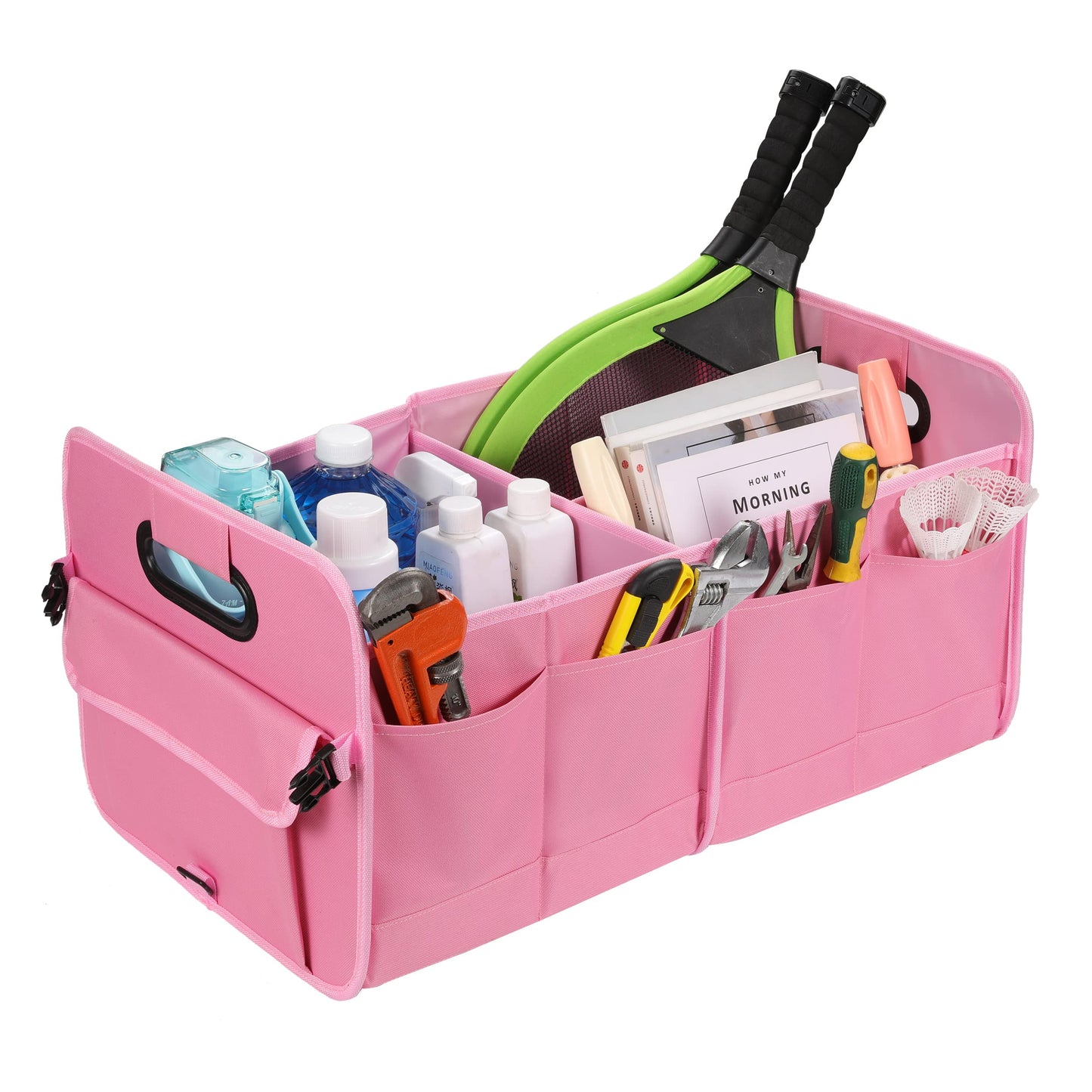 AOKJOY Car Trunk Organizer - Collapsible Multi Compartment Storage with Adjustable Straps for SUV