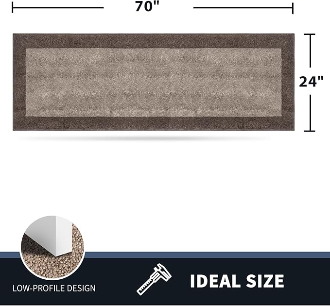 PURRUGS Dirt Trapping Door Mat 24" x 70", Non-Slip Washable Entry Mat, Dog Doormat, Front Door Mat, Super Absorbent Entrance Mat for Muddy Shoes & Paws, Beige & Grayish Brown