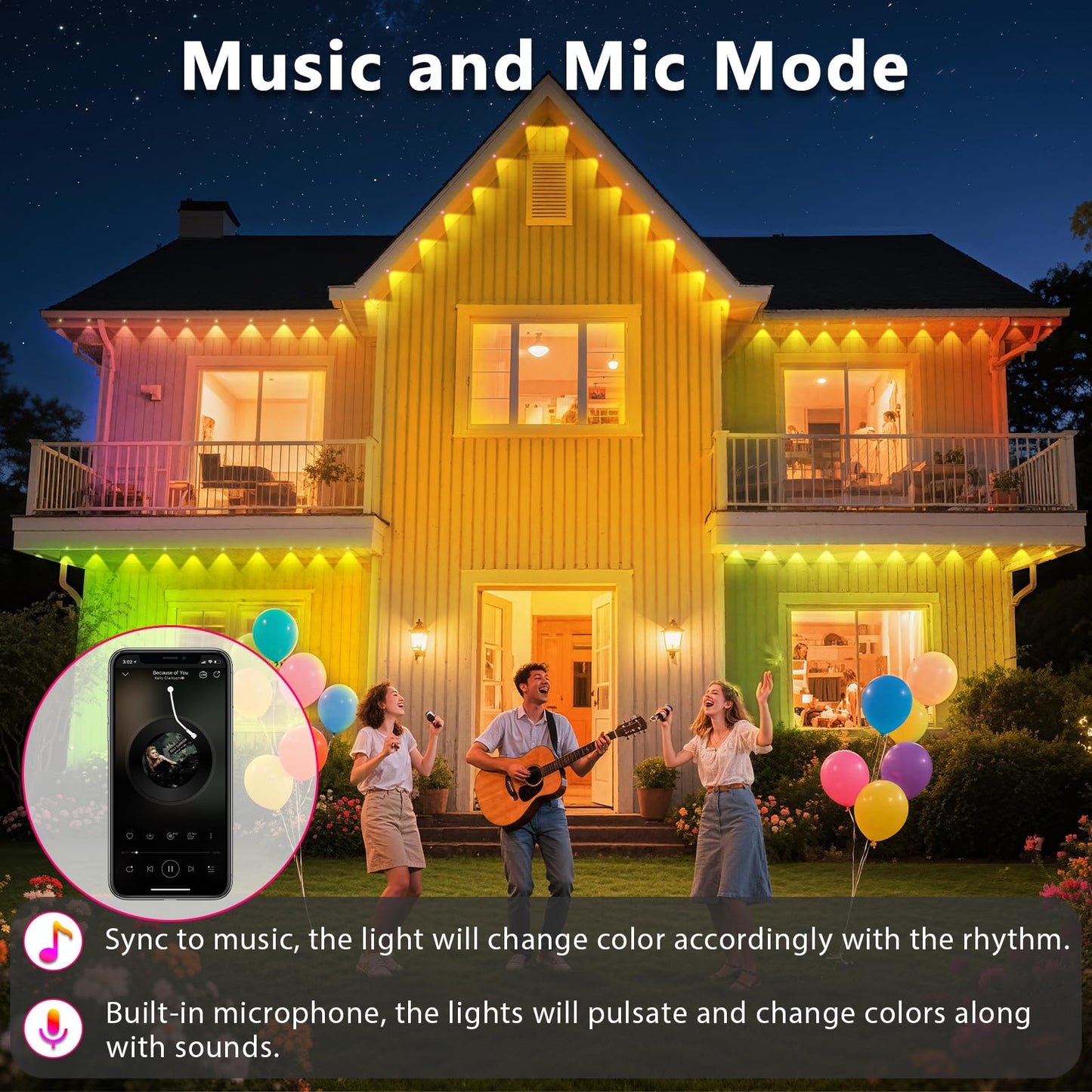 CETELUMA 300FT Permanent Outdoor RGB Lights, IP67 Waterproof Smart Eave Lighting, with App/Remote Control Eaves Light, DIY LED Scenes Modes for House Roof Decor,Christmas,Party,All Holiday and Daily.