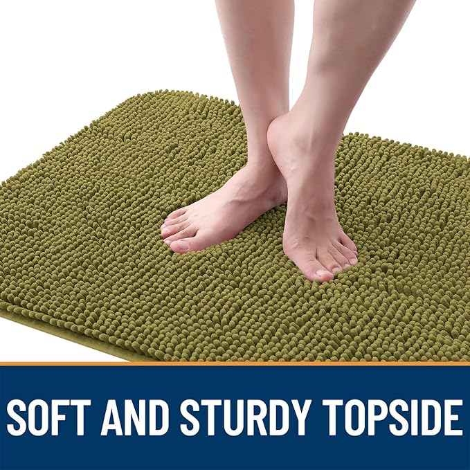 OLANLY Dog Door Mat for Muddy Paws 34x21, Absorbs Moisture and Dirt, Absorbent Non-Slip Washable Doormat, Quick Dry Chenille Mud Mat, Entry Indoor Entryway Carpet for Inside Floor, Willow Green