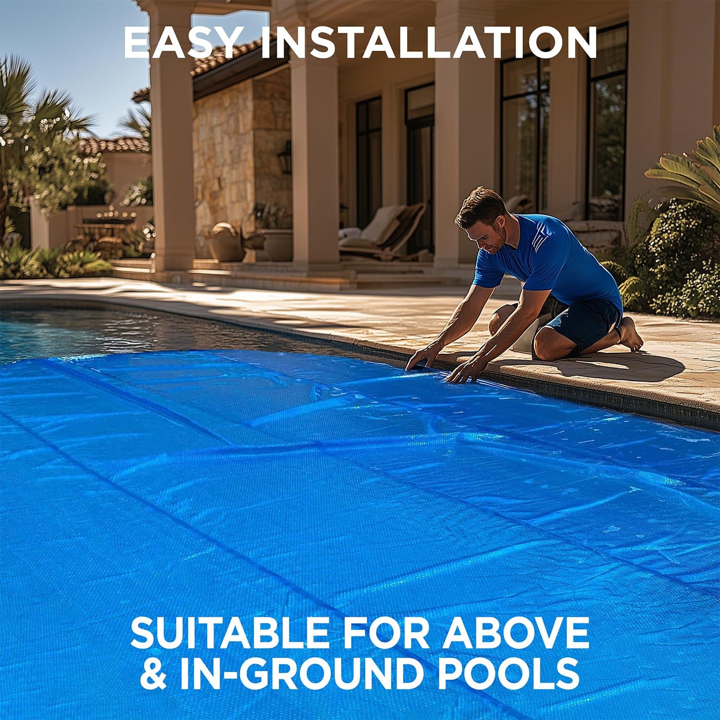 12' x 24' Oval Solar Cover for Inground and Above Ground Pools, 12 Mil - Premium Heavy Duty Solar Blanket for Above Ground Pool, Blue - Made in USA