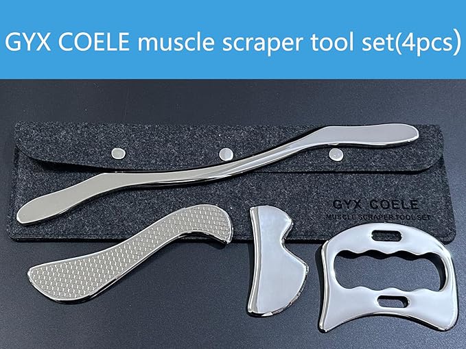 Muscle Scraper IASTM Tool Set (3-Piece) gua sha Stainless Steel fascial Release Tool deep Soft Tissue Massage Tool Set