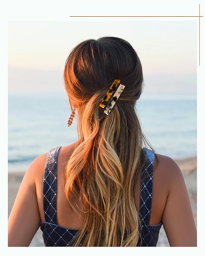 Hair Barrettes for Women, 8 Pcs Barrettes for Fine Thin Thick Hair, 3 Inch Acetate Small Clips Barrette No Slip, French Tortoise Shell Womens Girls Accessories