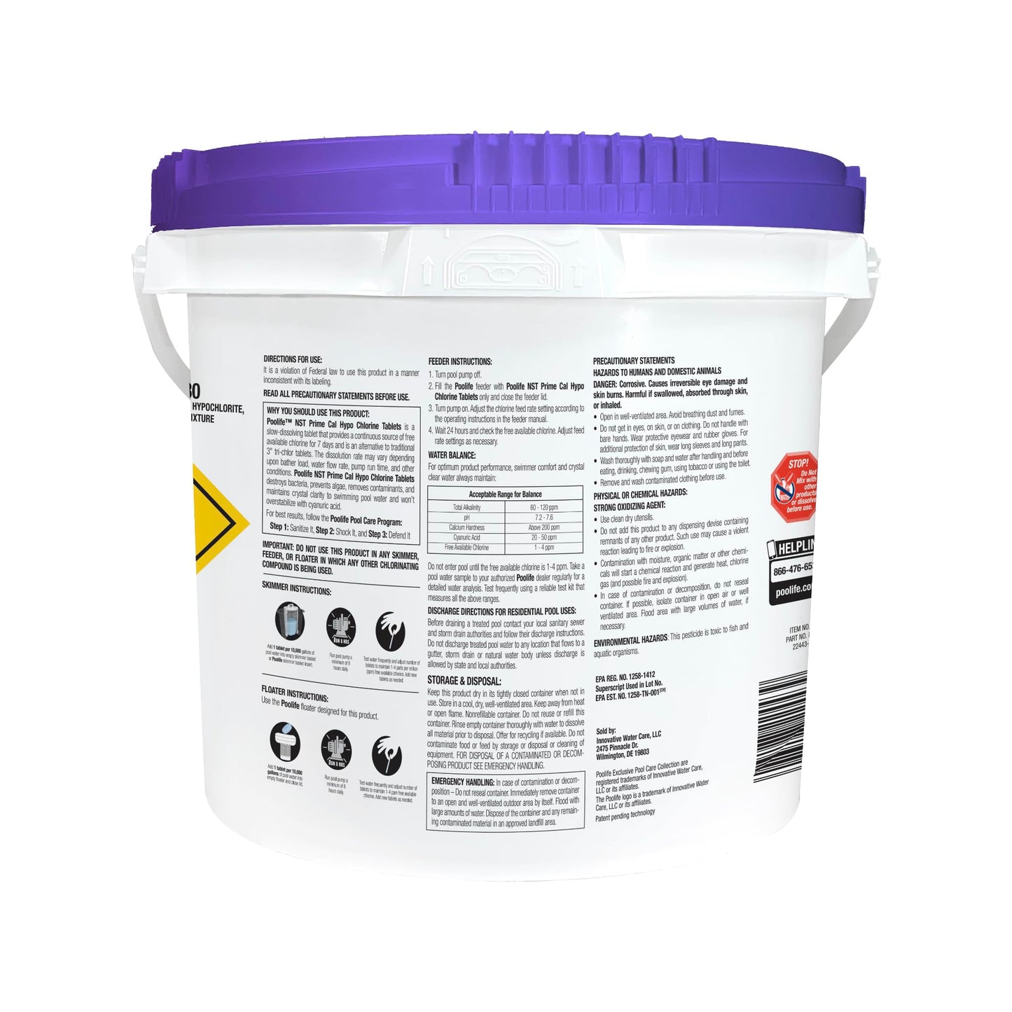 Poolife NST Tablets for Pool Sanitation, Clear Water & Prevent CYA Buildup - Slow-Dissolving Calcium Hypochlorate - Pool Chlorine Tablets Work with NST Feeder, Floater & Skimmer - 20.2 lb