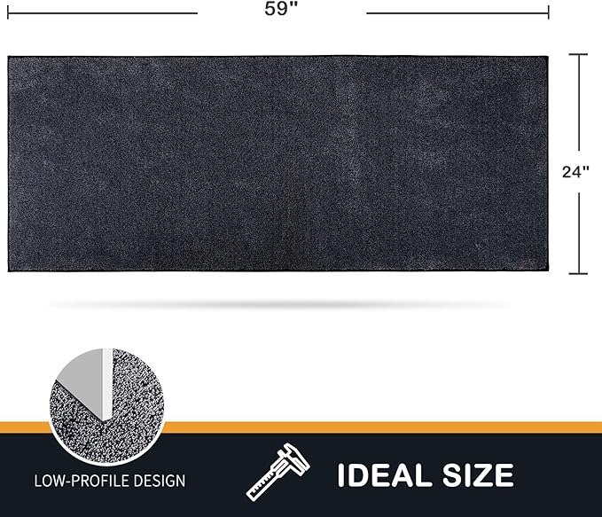 PURRUGS Dirt Trapping Door Mat 24" x 59", Non-Slip Machine Washable Entryway Rug, Dog Doormat, Indoor Front Door Mat, Super Absorbent Entry Rug for Muddy Shoes & Paws, Bluish Grey-Black