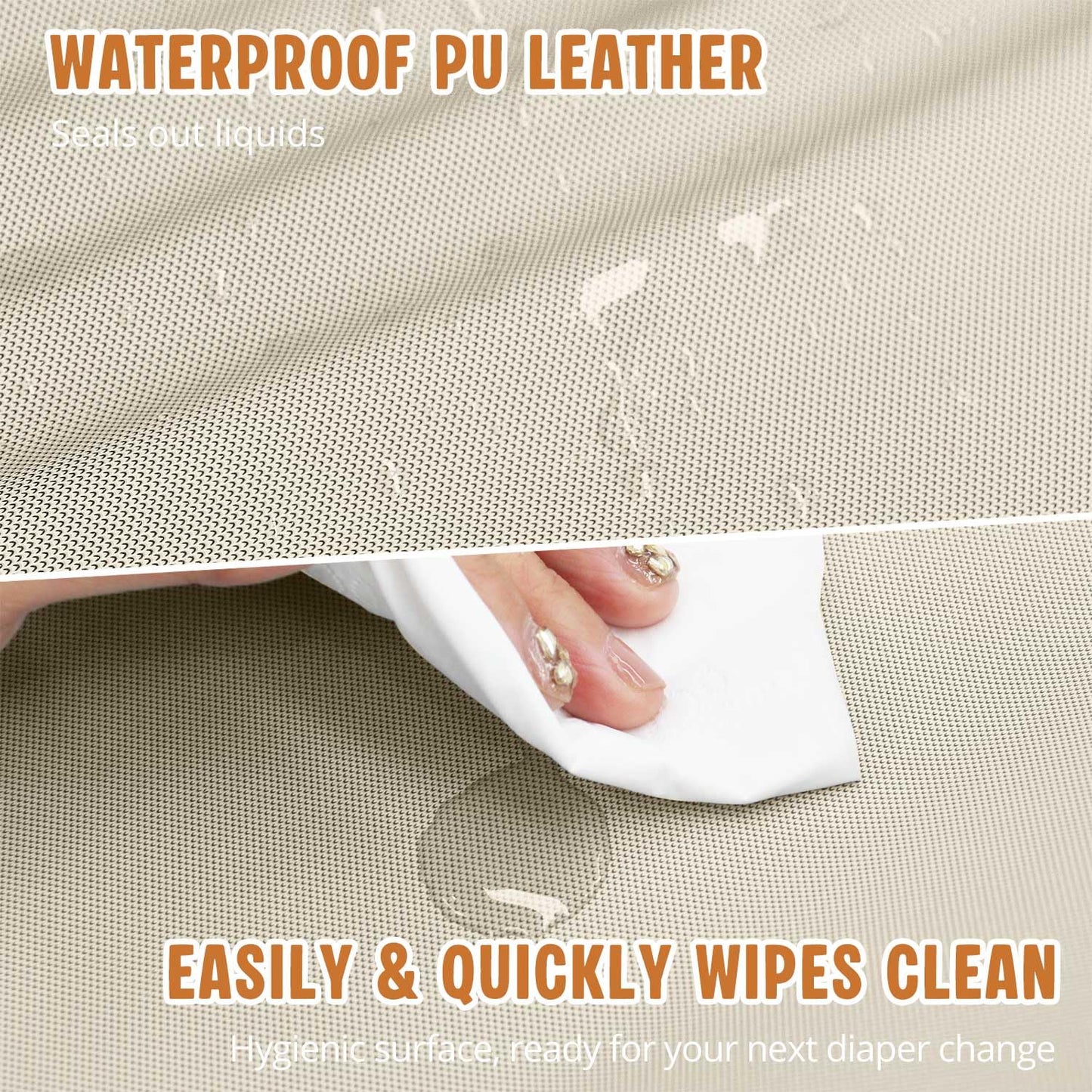 JVEOO Vegan Leather Baby Changing Pad, Waterproof & Wipeable Soft Diaper Changing Mat 32“ x 16.6" Comfortable Infant Changing Station for Dresser & Table