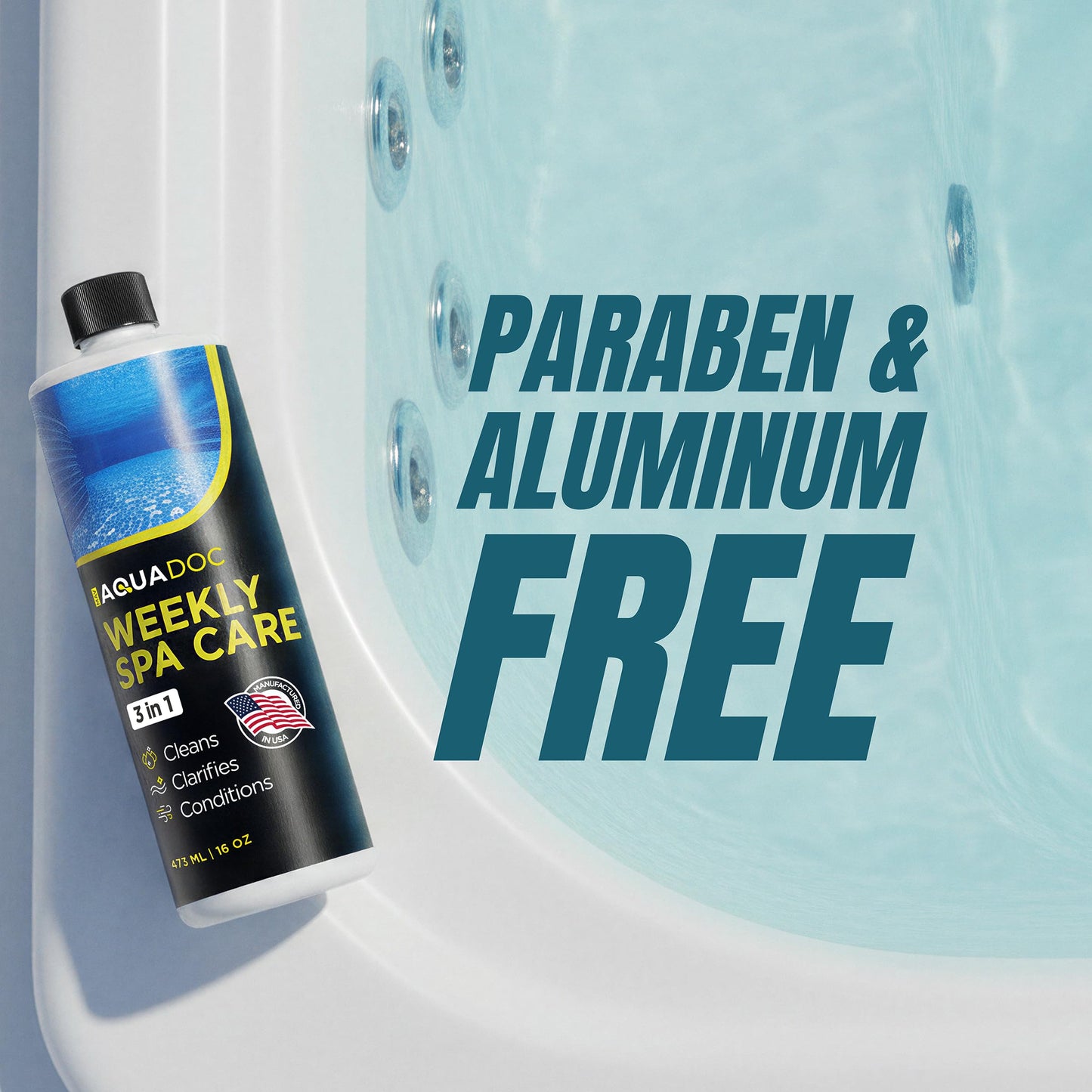 AquaDoc 3 in 1 Hot Tub Weekly Care - Concentrated Spa Water Conditioning Treatment with Cleaner and Clarifier Support to Help Reduce Residue and Improve Water Appearance - Made in USA - 16 oz