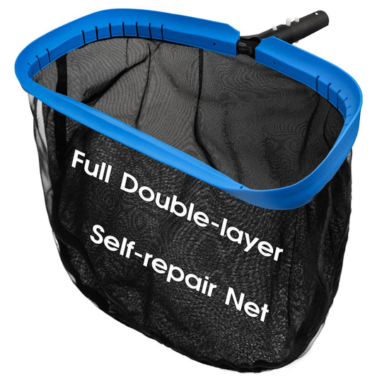 TidyMister Upgraded Full Double Layer Pool Net Rake,17.5'' - Outer Heavy Duty Self-Repair Net & Inner Fine Mesh Net for Particle Debris, Above Ground & In-ground Swimming Pools, No Poles