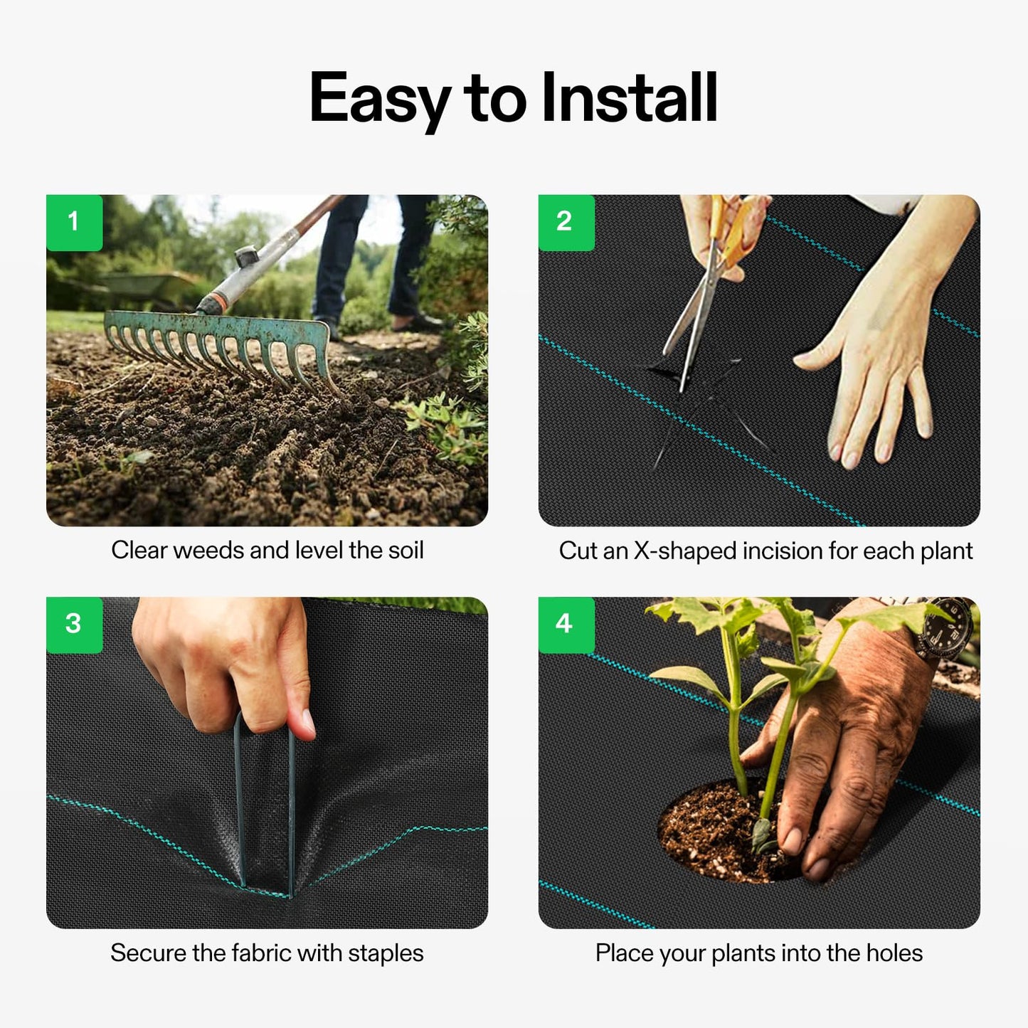 VIVOSUN Premium Weed Barrier Landscape Fabric Heavy Duty, 3ftx100ft 5oz Double-Layered Weed Control Mat with High Permeability, Commercial Ground Cover, Easy Set up & Superior Weed Control