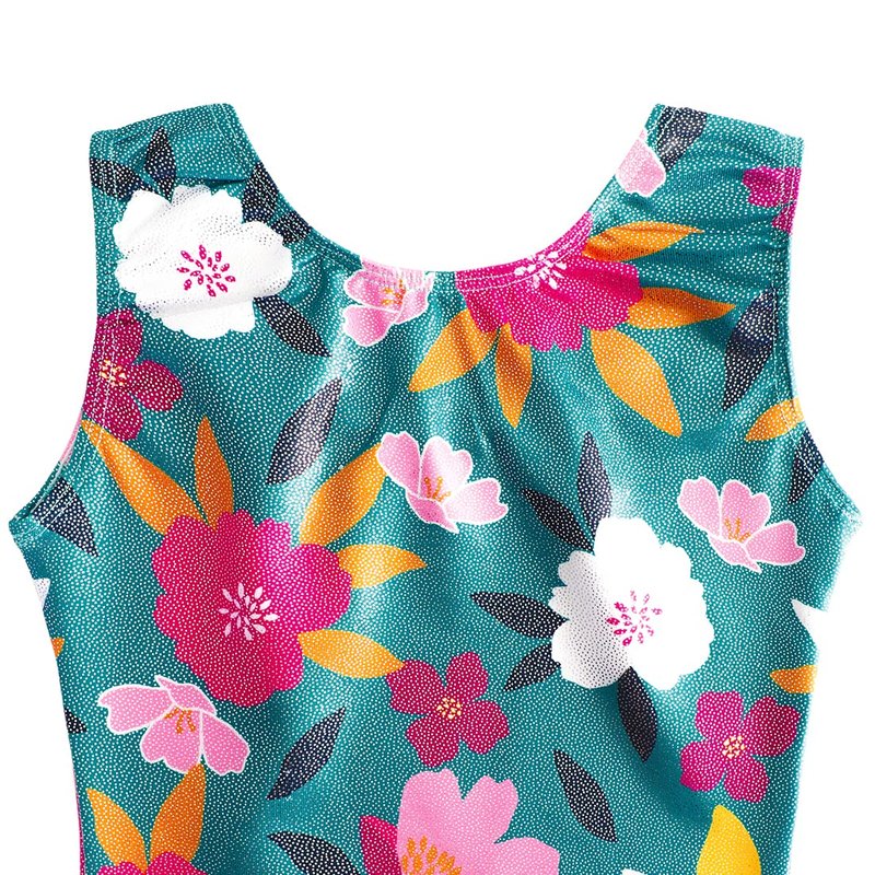 HOZIY Green Girl Gymnastics Leotard with Shorts for Kids Leo Size 8-9 9-10 8-10 Year Old White Pink Flower Floral Tumbling Outfits Biketard Shiny Sparkly Leotards for Girls Gymnastics Size 8-10