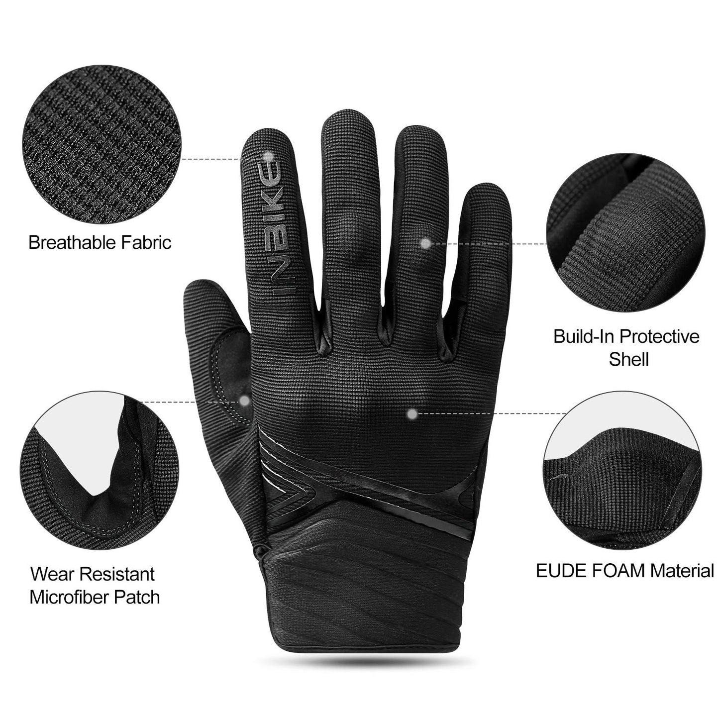 INBIKE Breathable Mesh Motorcycle Gloves Touchscreen with TPR Palm Pad Hard Knuckles Black Small