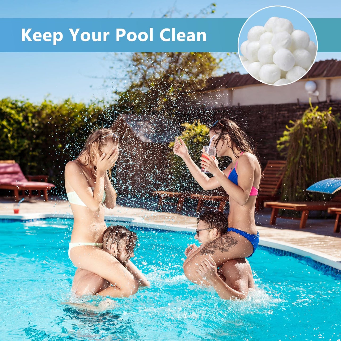 Catbgz 3.08 lbs Pool Filter Balls for Sand Filter Pump, Dry Filter Sand Balls, Eco-Friendly Reusable Swimming Pool Filter Media for Above Ground Pool Pool, Aquarium, Fish Tanks, Filter Pumps