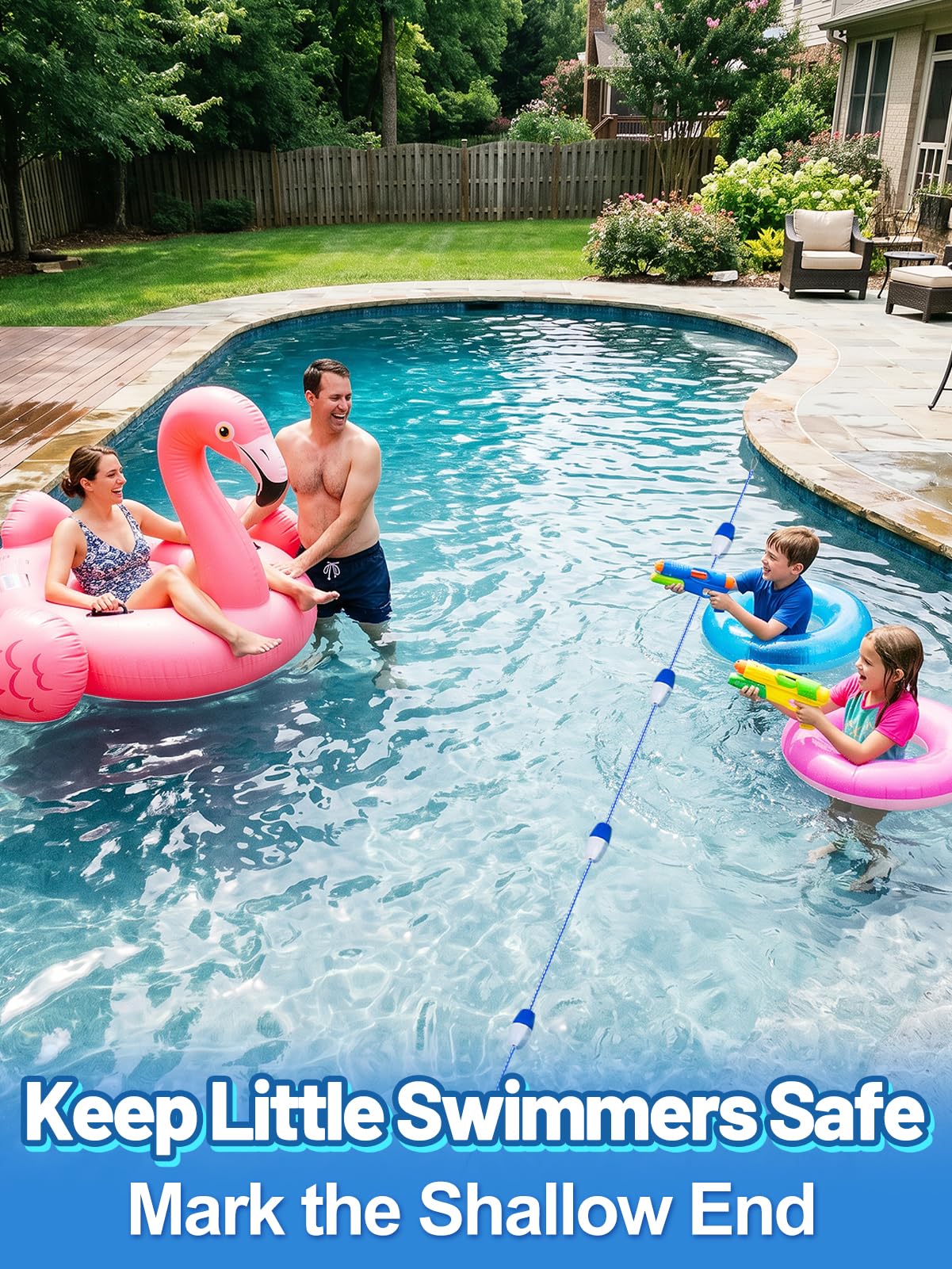 Aulock 20Ft Pool Safety Rope with Floats - Effective Visibility Floating Pool Rope Divider Barrier with Pre-Assembled Stainless Steel Hooks for Indoor and Outdoor Swimming Pools Separating Depth