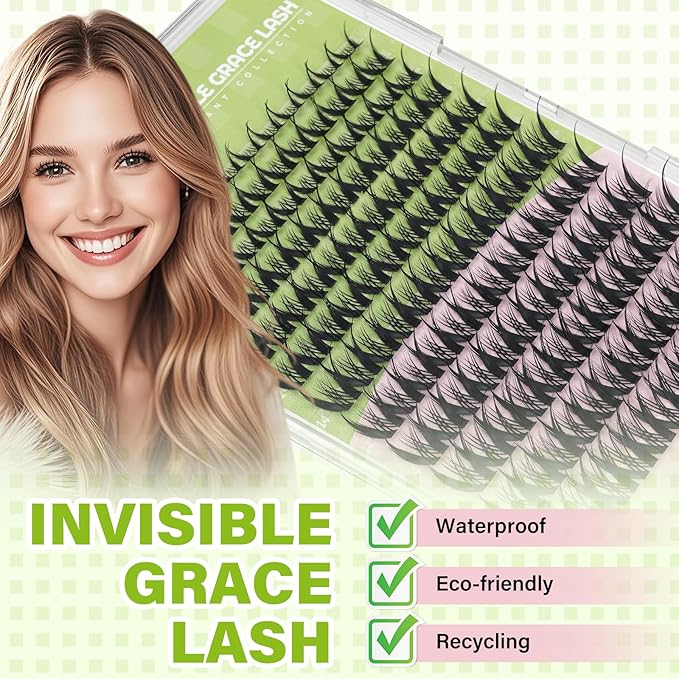 KEYYOU Naiad Lash Clusters Fairy Eyelash Extension C Curl 144Pcs Eyelash Extension Wispy Natural Invisible Band Lash with Waterproof DIY Lash Extension at Home(Naiad-C-8-16MIX)