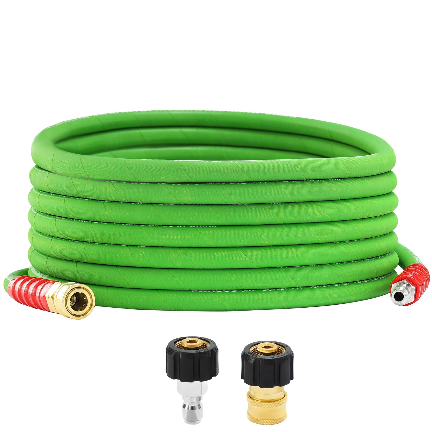PWACCS Pressure Washer Hose, 25 FT 3/8" Quick Connect Power Washer Hoses Kink Resistant for Cold/Hot Water, Steel Wire Braided Pressure Hose, M22 14 Fittings, 4000 PSI