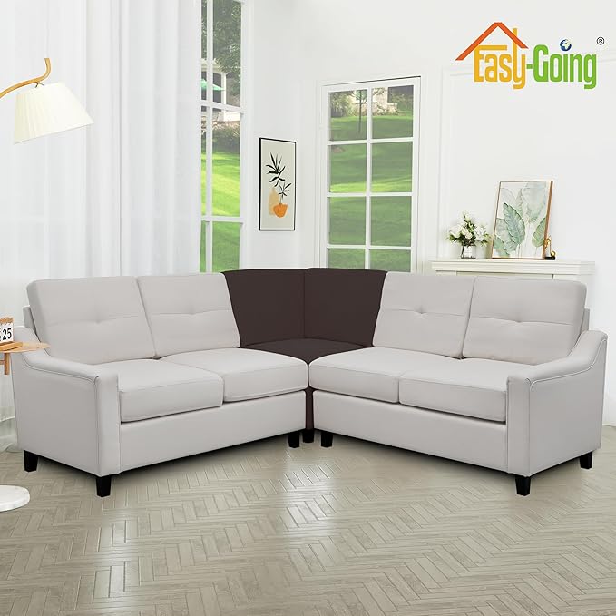Easy-Going Stretch Sectional Corner Sofa Slipcover 1-Piece Couch Sofa Cover Furniture Protector Soft with Elastic Bottom for Kids, Pet, Spandex Jacquard Fabric Chocolate