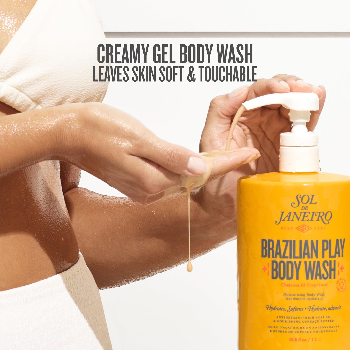 Sol de Janeiro Brazilian Play Moisturizing Shower Cream Gel Body Wash - 1L Jumbo Size with Pump