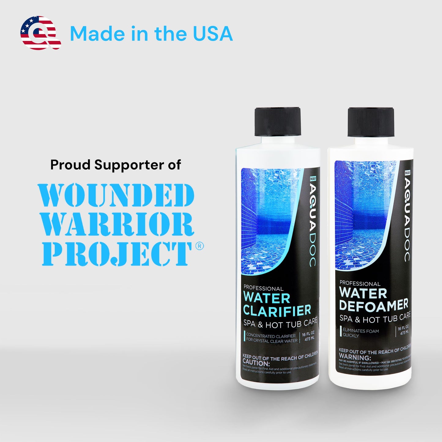 AquaDoc Spa Clarifier & Spa Defoamer Hot Tub Chemical Kit - Includes 16oz Water Clarifier & 16oz Anti-Foam for Hot Tubs