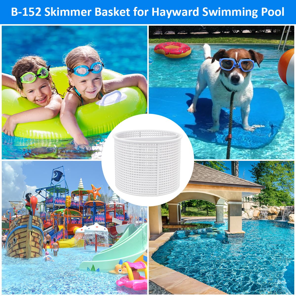 Rushinghorse SPX1082CA 7" Pool Skimmer Basket Replacement, for Hayward Swimming Pool Skimmer SPX1082CA & Aladdin B-152 Skimmer SP1082 SP1083 SP1084 1085 1086 SP1075 Series Skimmers Basket