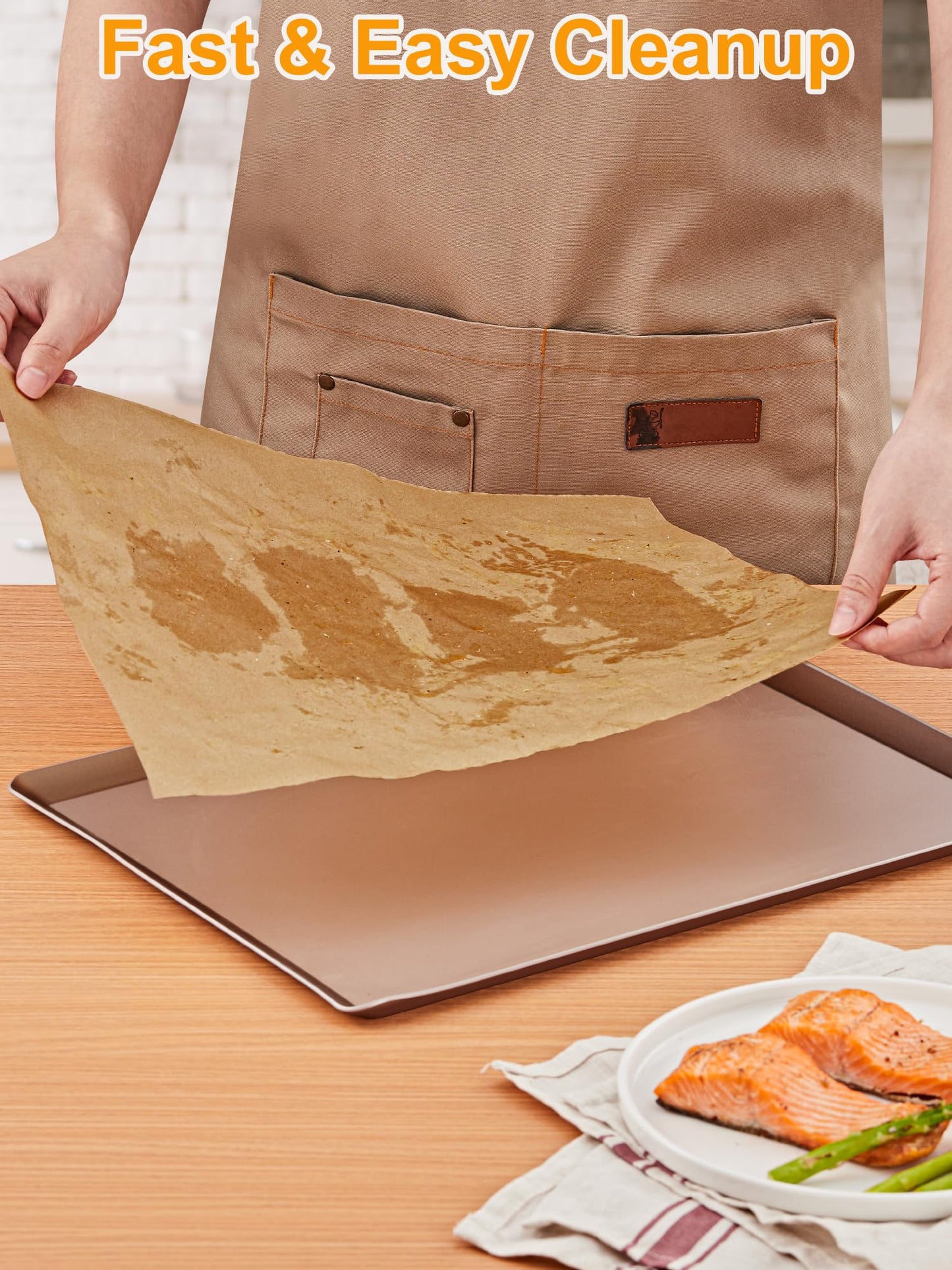 SMARTAKE Parchment Paper Roll for Baking, 2-Pack of 15 in x 242 ft, 600 sq.ft, Non-Stick Baking Paper Sheets with Slide Cutter, Heavy Duty Extra Long, for Kitchen Baking Cooking Grilling, Unbleached