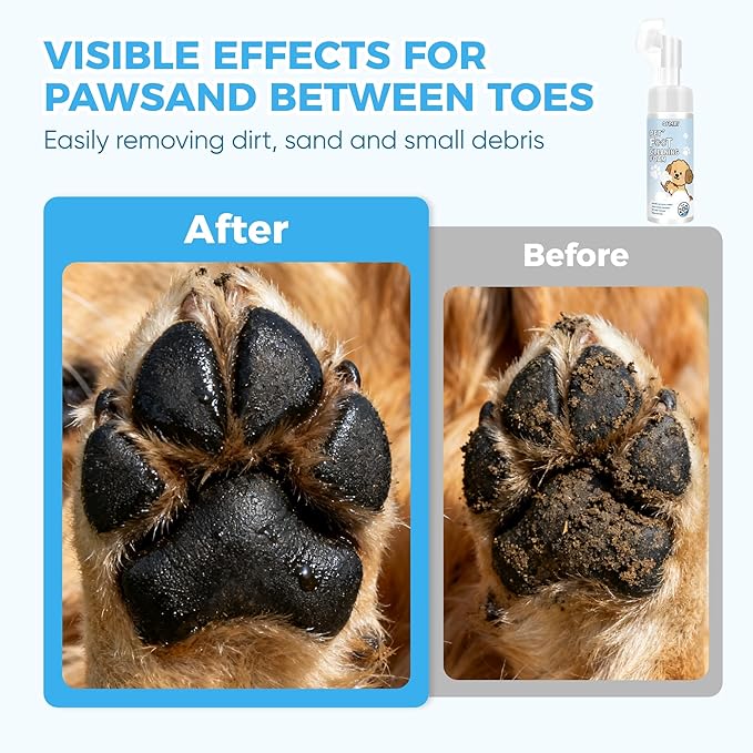 Paw Cleaner for Dogs & Cats - No-Rinse Foaming Pet Foot Washer - paw Cleaner for Dogs Built-in Scrubber Brush for Dirty, Muddy Paws - Dog feet Cleaner (Gardenia)
