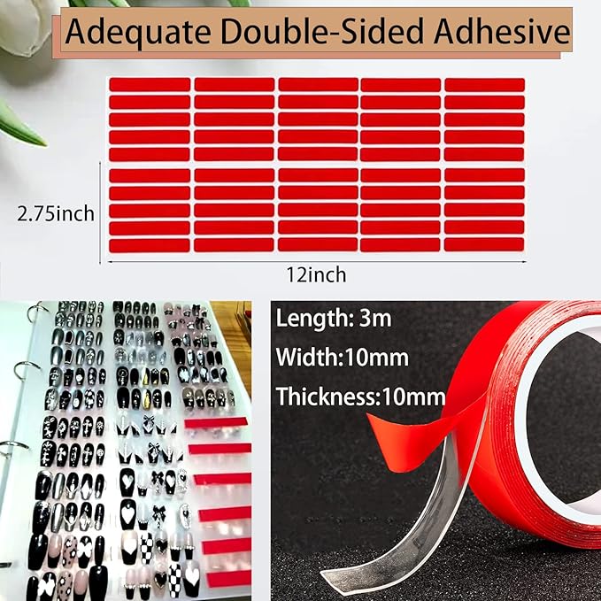 Large Press On Nail Organizer 10 PCS Clear Empty Press On Nail Storage Press On Nail Packaging for Fake Nail Storage Nail Display Nail Salon Press On Nail Supplies Organizer with Nail Tape