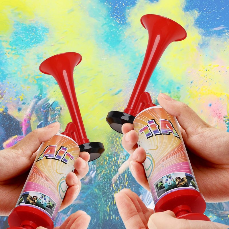 Mini Air Horns, Loud Sound Non-Toxic Party Horns for Children, Ball Pump with Needle, 3-in-1 Compatible with Balloons, Football, Swim Rings (Mini Ball pump 2pcs)