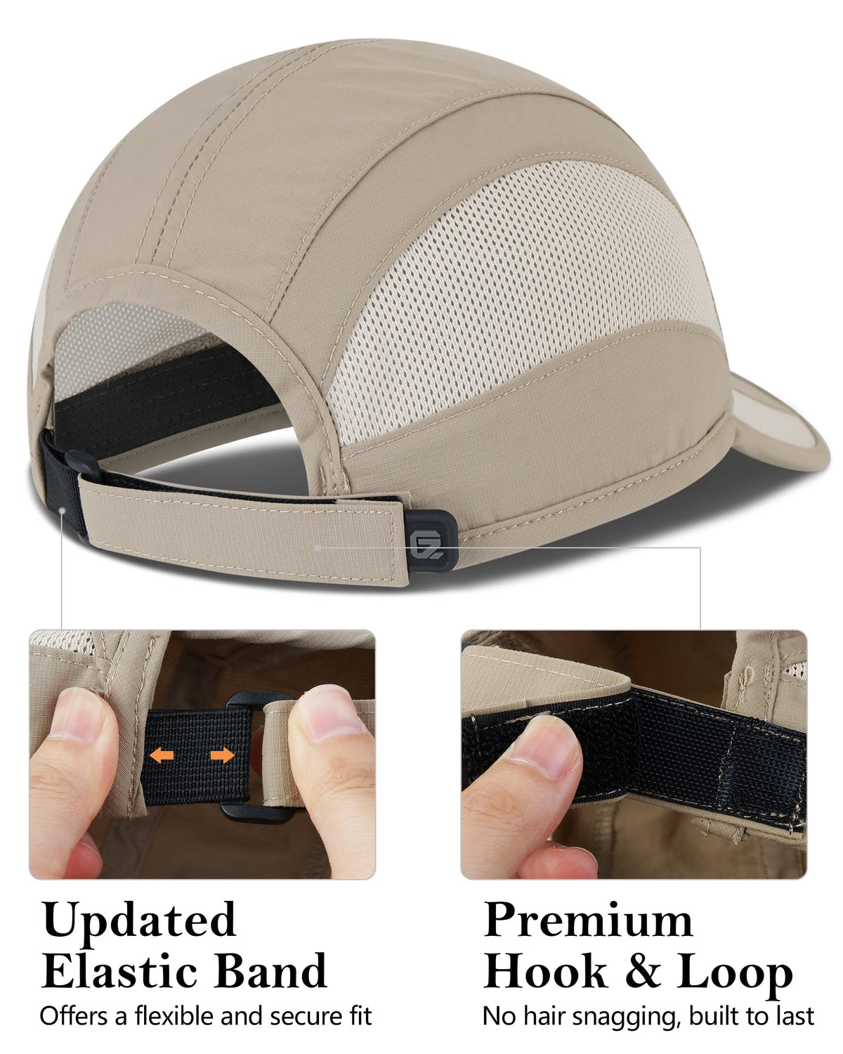 GADIEMKENSD Cooling Running Hat Quick Dry Summer Baseball Cap UPF50+ Sports Sun Caps Breathable Mesh Trucker Dad Hats Unstructured for Golf Tennis Hiking Gym Travel Camping Khaki S/M 6 7/8-7 1/4