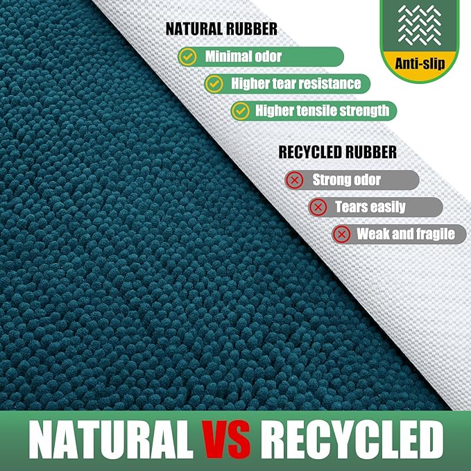 IM HOME Chenille Absorbent Outdoor Doormat 48" x 30", Washable Muddy Door Mats for Dog Non Slip Indoor Doormat Dog Mat for Muddy Paw Front Inside Doormats for Entryway Teal Blue