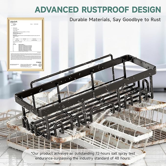 Veken 5-Pack Rustproof & Waterproof Shower Caddy 5-Pack, No Drilling Adhesive Corner Shower Shelves, Rack For Inside Shower, Large Bathroom Organizer Storage Accessories, Ideal for Home&Kitchen, Black