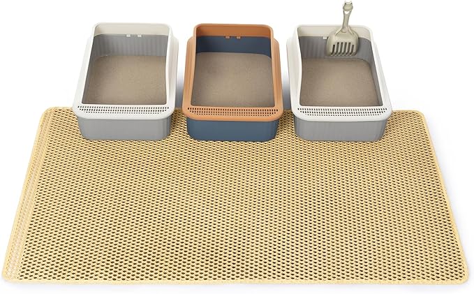 GRELY XXL 47''X 36'' Supper Large Cat Litter Box Mat,2 Layer Litter Mat for Indoor Cats,Rug for Pet Kitty,Litter Trapping Mats,Waterproof Urine Proof,Non-Slip