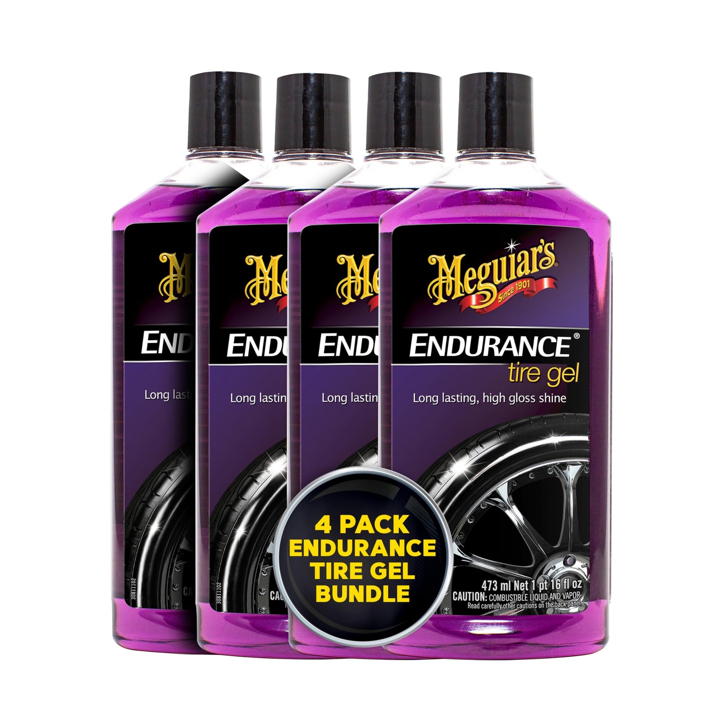 Meguiar's Endurance Tire Gel | Glossy Shine | 16 Oz Bottle | Pack of 4