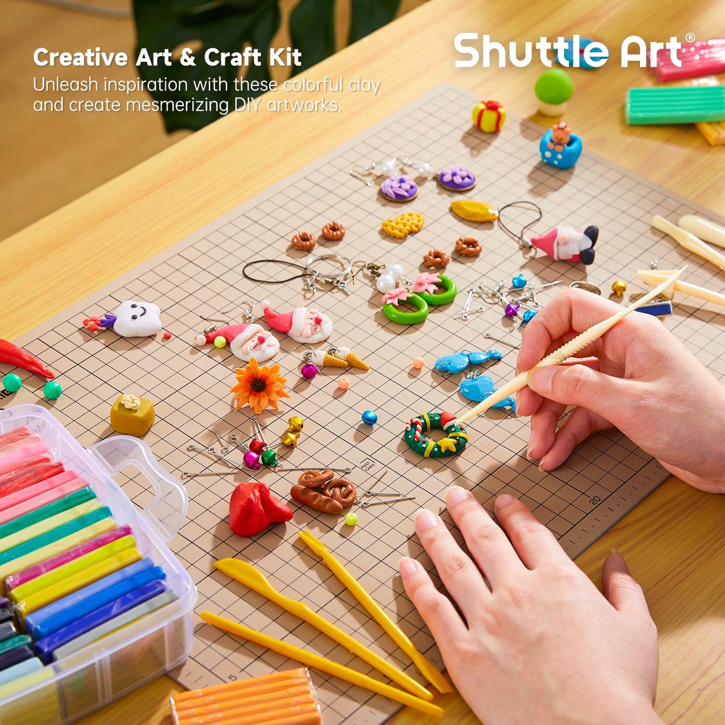 Shuttle Art Polymer Paste, 50 Colours of Modelling Clay with Modelling Tools Accessories, DIY Clay Kit Oven Bake, Non-Toxic for Children