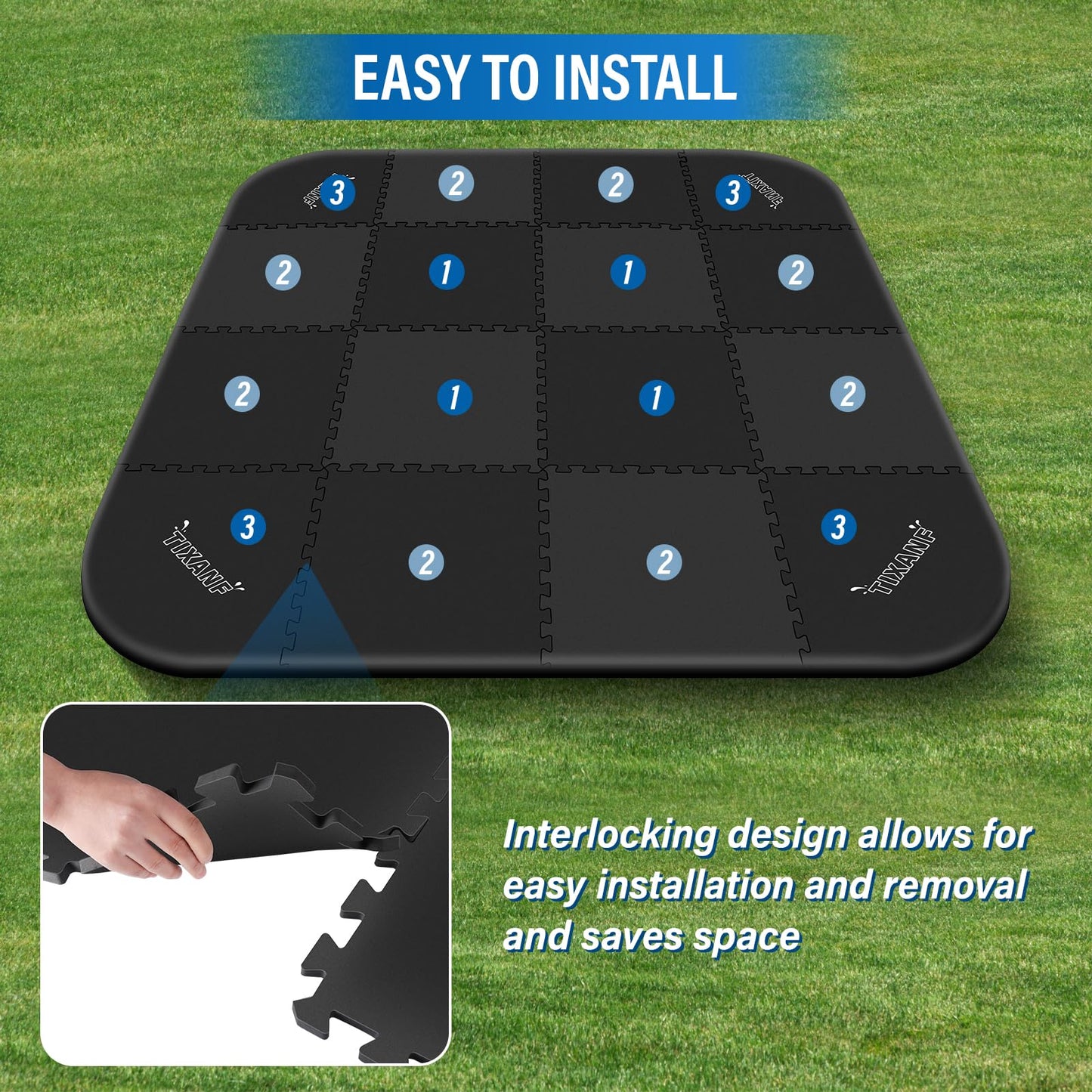 TIXANF 1/2" Extra Thick Hot Tub Mat,85IN Large Hot Tub Mat for Inflatable Tub,Hot Tub Pad Foundation,Eva Foam Padding for Indoor Outdoor,Inflatable Hot Tub Accessories