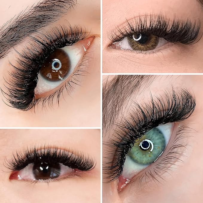 LASHVIEW 1000 Premade Volume Eyelash Extensions Mixed Tray 5D D Curl Premade Lash Fans Pointed Handmade Thin Base (5D-0.07D,9-16mm)