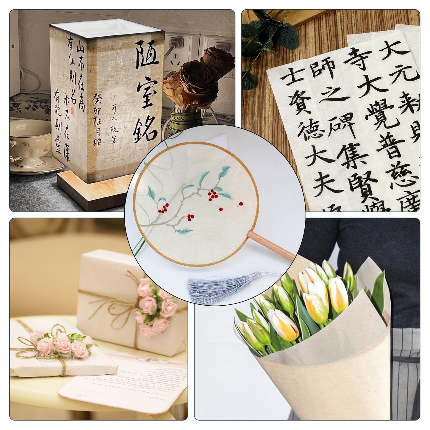 100 Sheets FIVEIZERO A4 Mulberry Paper Sheets Natural Fiber Rice Paper,8.3 x 11.7in Natural Decoupage Tissue Papers for Writing Painting, Decorative Papers, Card MakingPapers DIY Craft