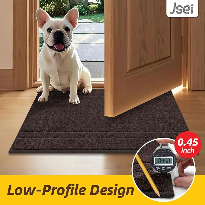 JSEI Entryway Rugs Doormat 20"x32", Non-Slip Dirt Trapper Door Mats Indoor, Washable Absorbent and Stain Resist Welcome Floor Mat for Front Door, Dog Door Mat, Dirty Wet Shoes & Paws, Brown