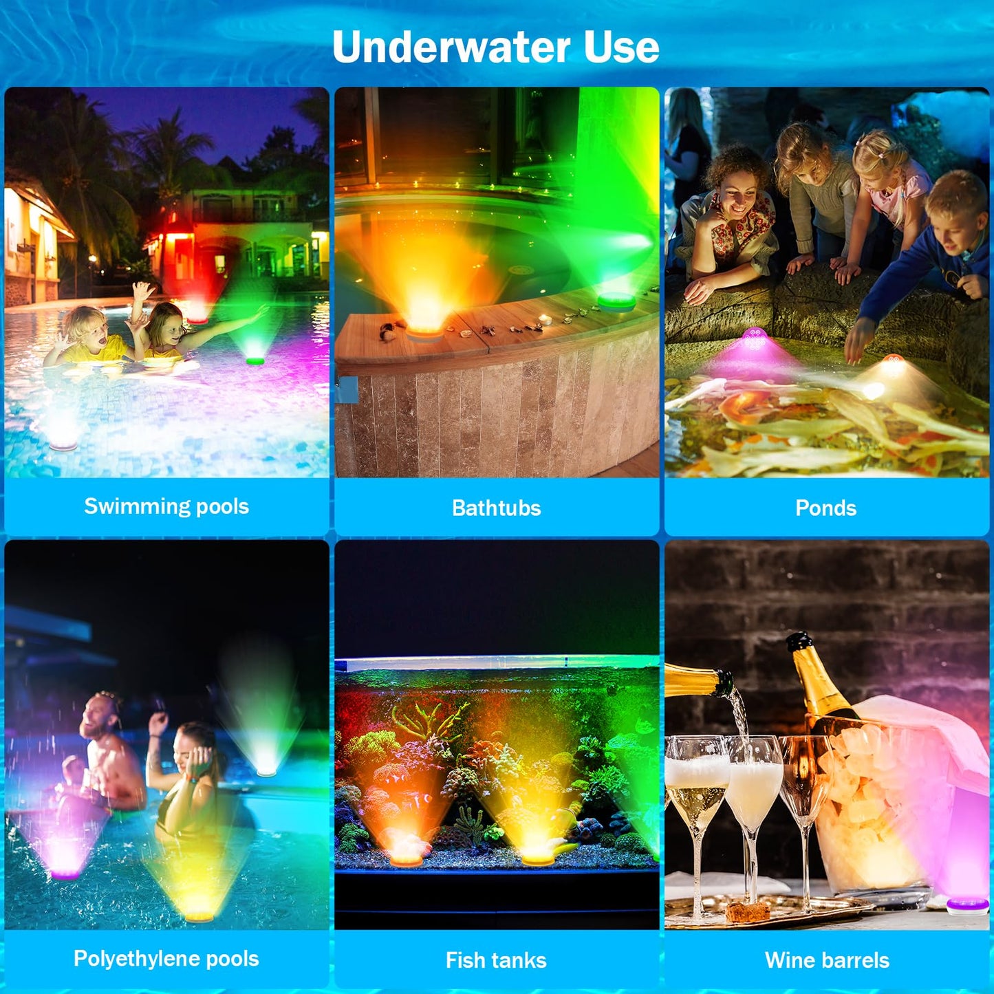 Pool Lights(4 PACK), Ultra-High Brightness Rechargeable Submersible Pool Lights with Remote, IP68 Waterproof 22 Colors Changing Light 2600mAh Magnet LED Underwater Light for Pools, Hot Tub, Ponds