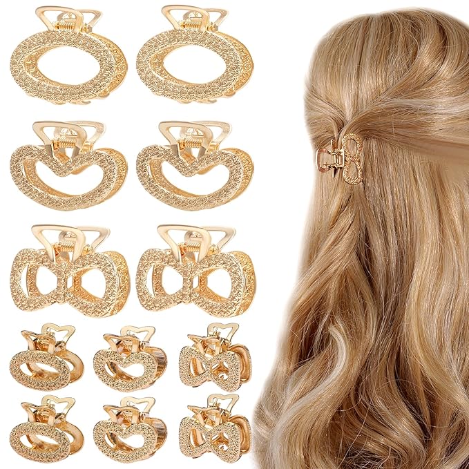 12 Pack Metals Mini Hair Clips for Women Mom Wife Daughter Girls Girlfriends,Medium Hair Claw Clips for Long Hair,Small Cute Gifts for Female with Thick Hair or Thin Hair