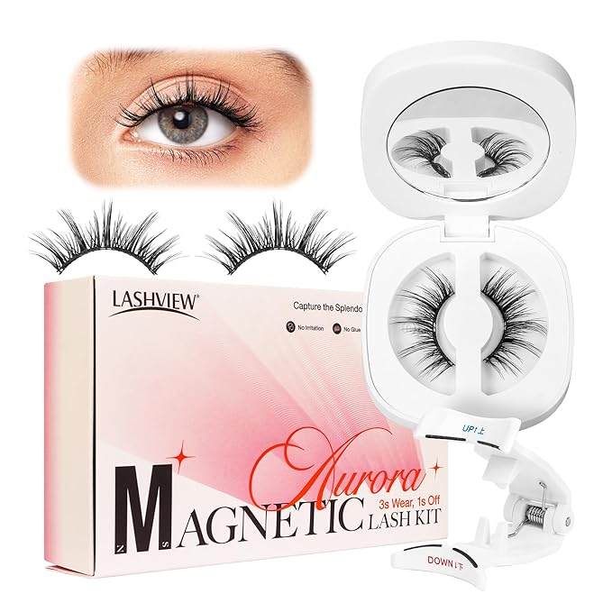 LASHVIEW Upgrade Magnetic Eyelashes with Applicator Soft Magnetic Eyelashes Natural Look Reusable No Glue Needed Easy to Wear and Remove（A29)
