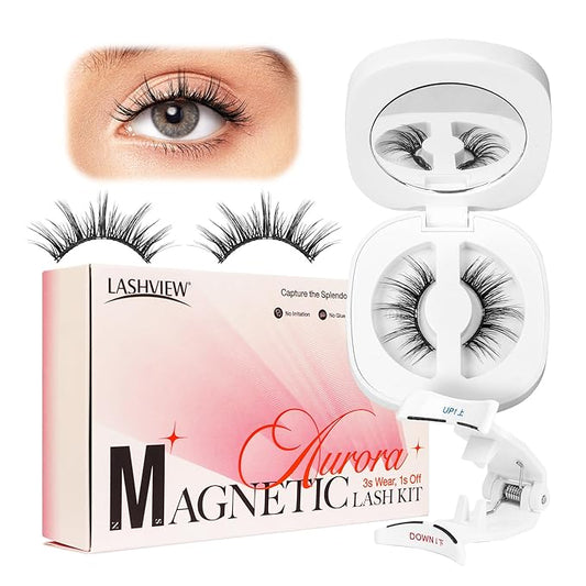 LASHVIEW Upgrade Magnetic Eyelashes with Applicator Soft Magnetic Eyelashes Natural Look Reusable No Glue Needed Easy to Wear and Remove（A29)