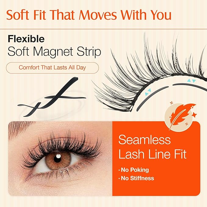 LASHVIEW Upgrade Magnetic Eyelashes with Applicator Soft Magnetic Eyelashes Natural Look Reusable No Glue Needed Easy to Wear and Remove (YT15)