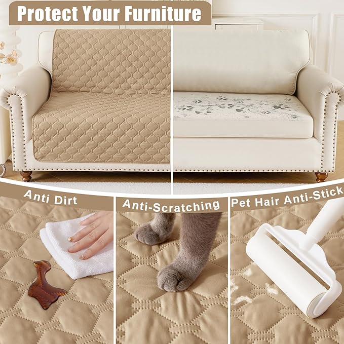 Smiry Waterproof Dog Bed Cover Blanket, Soft Reversible Pet Blanket, Washable Leakproof Cats Dogs Couch Cover for Sofa, Couch, Furniture (40x50 Inch, Camel/Beige)
