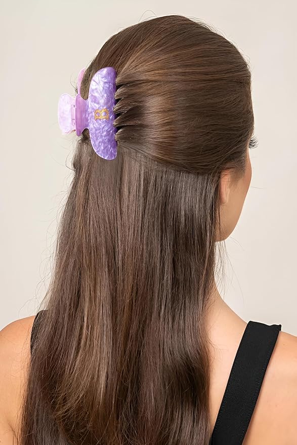 Teen Girl Gifts Trendy Stuff - Purple Initial Cute Hair Clips, Letter Hair Claw Clips, Glitter Claw Clips Durable Hair Clips, Birthday Gifts for Teens Daughter Sister Christmas Gifts
