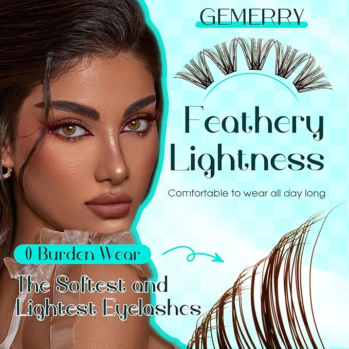 Brown Lash Clusters 280PCS Eyelash Clusters Natural Looking Individual Lash Extenison Fluffy Cluster Lashes DIY Lashes at Home by GEMERRY（80P-10-18mm-Brown)
